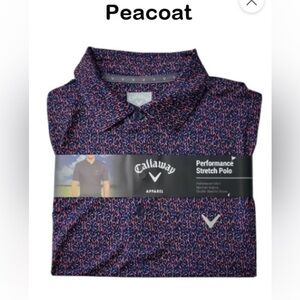 Men's peacoat Callaway large Navy Patterned Shirt red blue news
